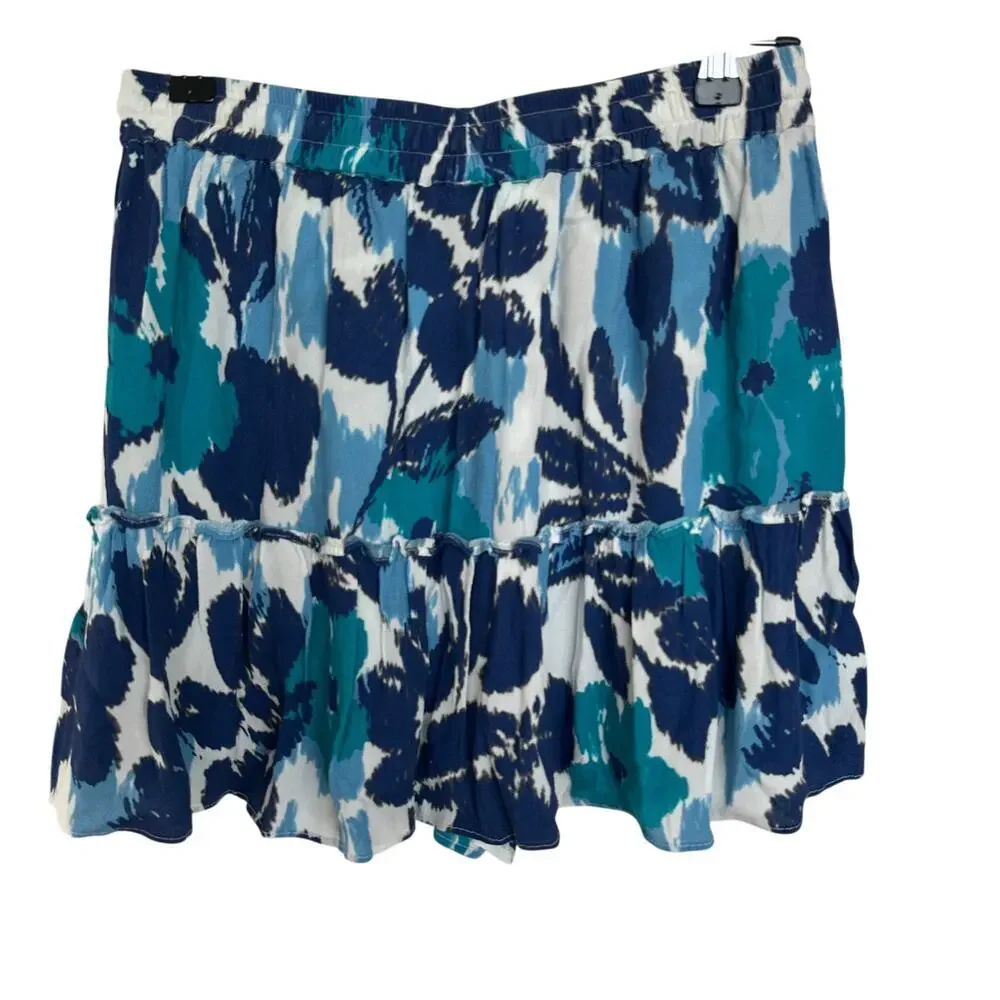 Peter Som Collective Women's Blue Drawstring Mini Floral Skort, Size 6 EUC